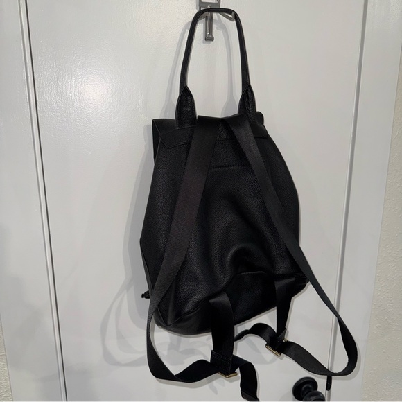 Elizabeth and James Black Leather Slouchy Drawstring Backpack main image 12